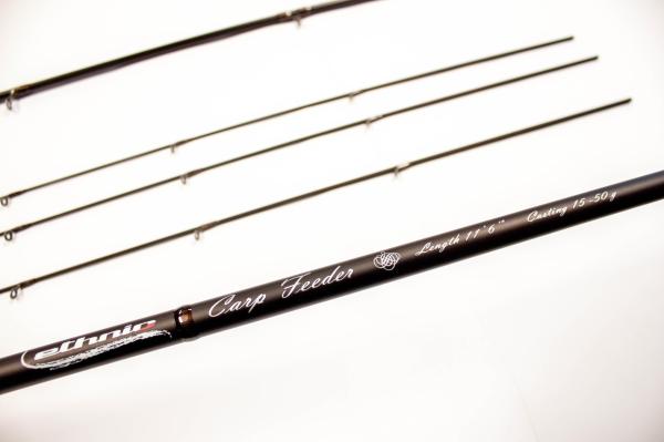 Tubertini EthnicCarp Feeder, 11.6 Ft, 3,50m, 2 delig, 15 - 50 gram, 3 carbon toppen, 2-3-4 oz
